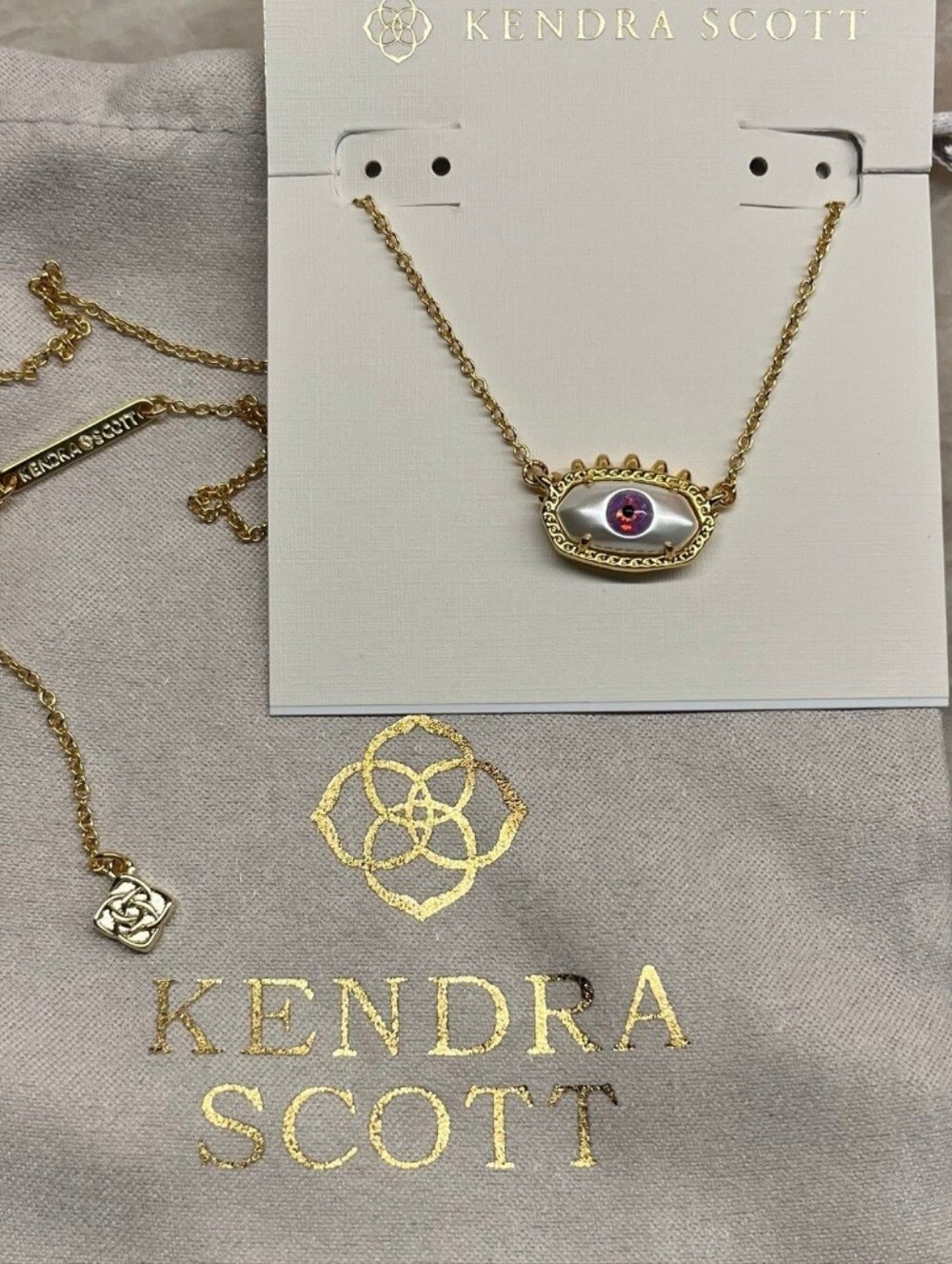 Kendra Scott Elisa Evil Eye Necklace Gold Ivory Mother-Of-Pearl
